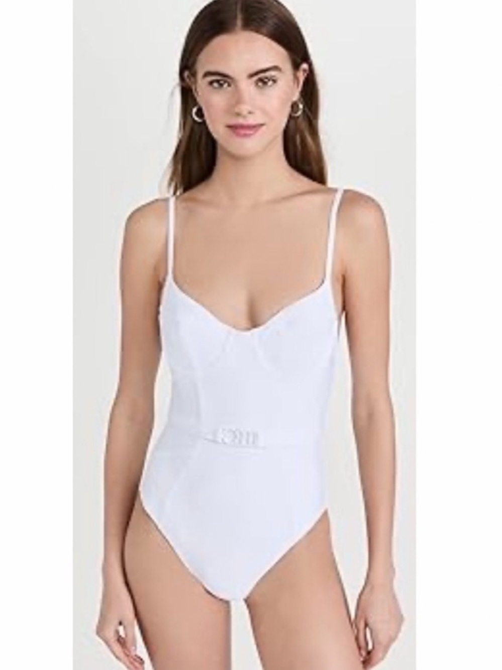 Solid & Striped Spencer One Piece Swimsuit in White- Large.